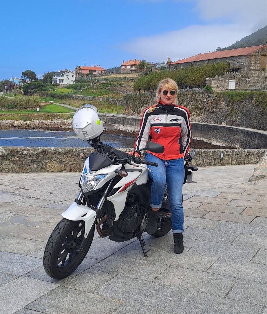 Brigita on motorcycle